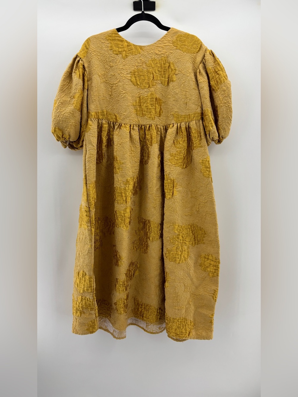 RHODE Ruth Dress Gold Brocade Jacquard Midi Puff Sleeve Yellow - Picture 6 of 8